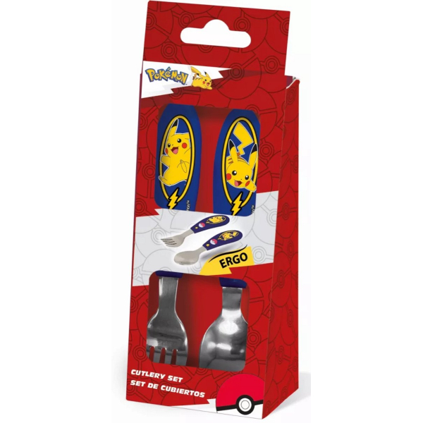 Pokemon pikachu metalen ergonomische bestekset - 2 stuks
